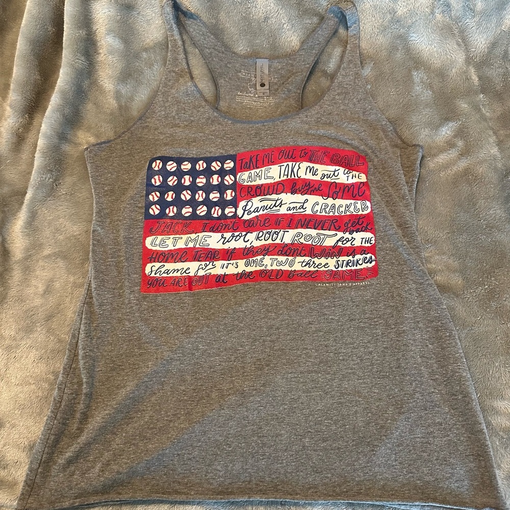 Women's Baseball Tank Top with American Flag Design - Size M